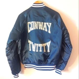 80s Vintage Conway Twitty Chalk Line Satin Bomber Jacket